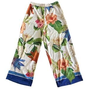 Zara Wide Leg Pants Womens Palazzo Size Small Floral Tropical Boho Lounge Beach